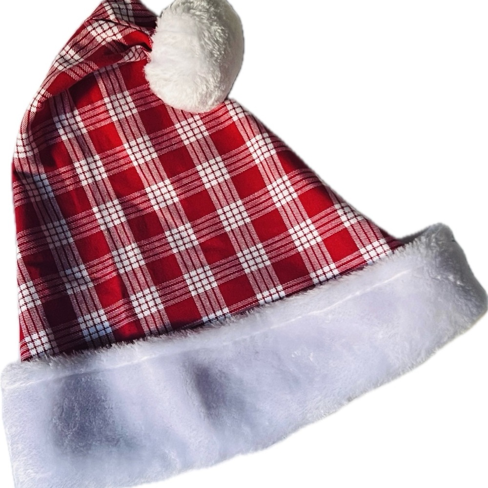 Red Palaka Santa Hat with White Trim